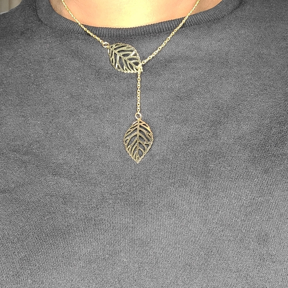 Double Leaf Necklace - Picture 10 of 13